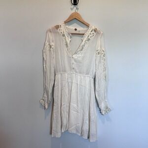 Free People FP One Dress Womens XS Lace Boho Long‎ Sleeve Tunic Top